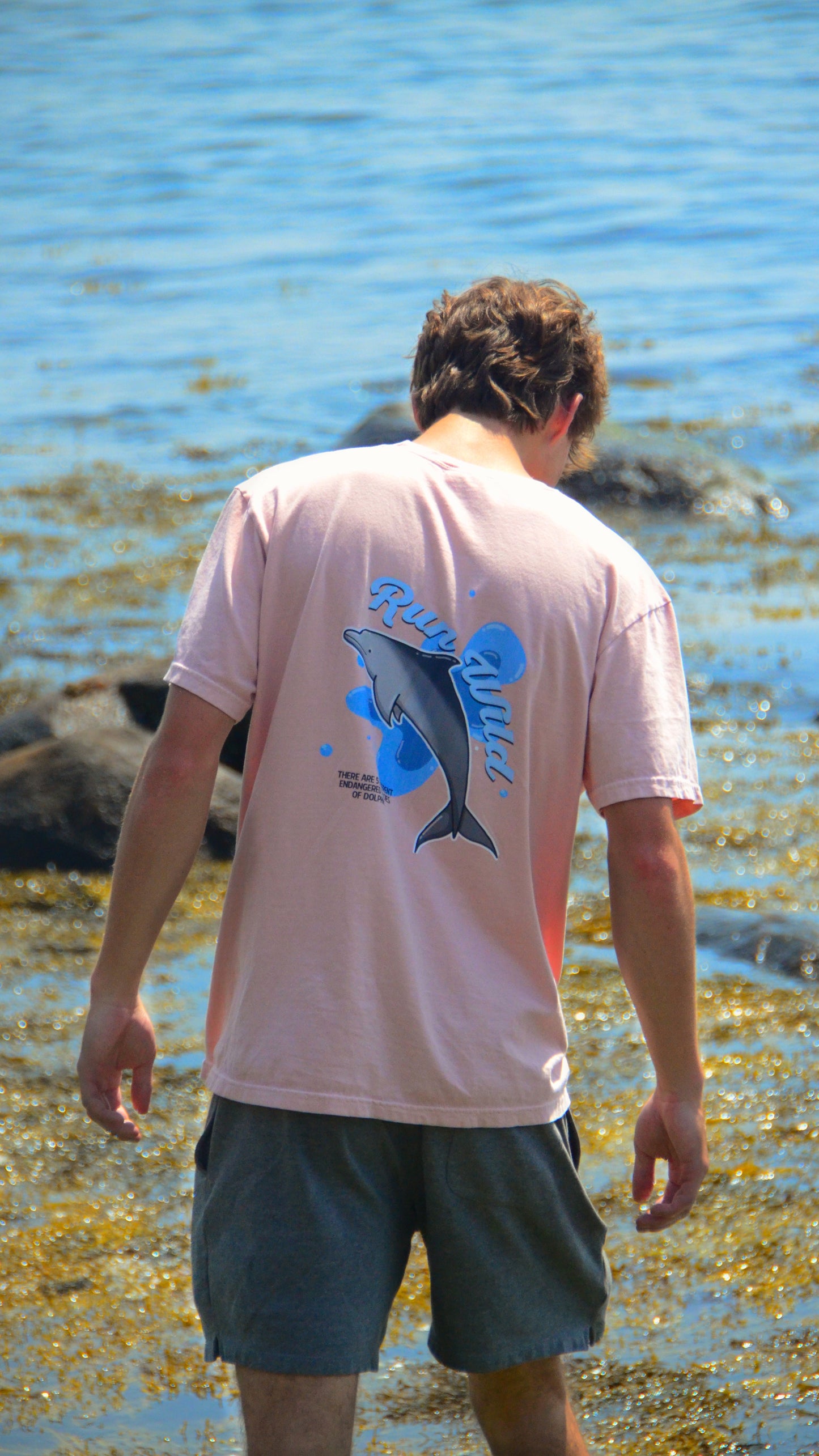 Save The Dolphins Tee - Peach